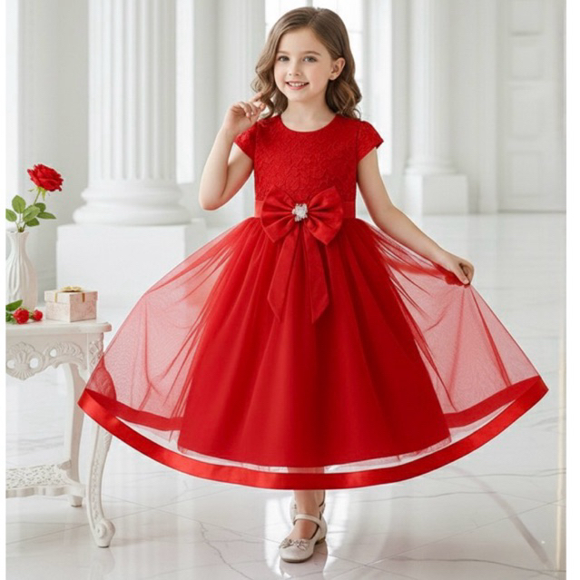 Gaun pesta anak perempuan putih /Dress pesta anak Lissa Fashion 2-9 tahun