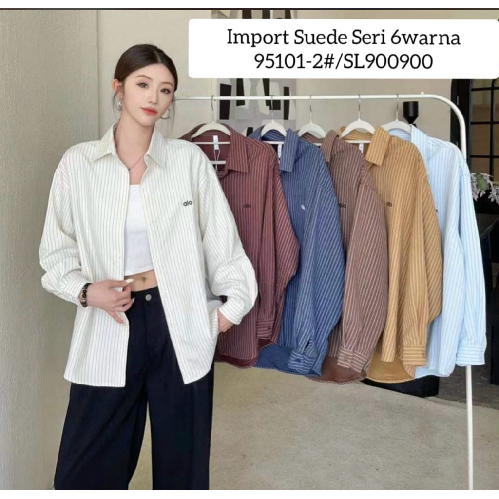kemeja wanita soft suede import premium