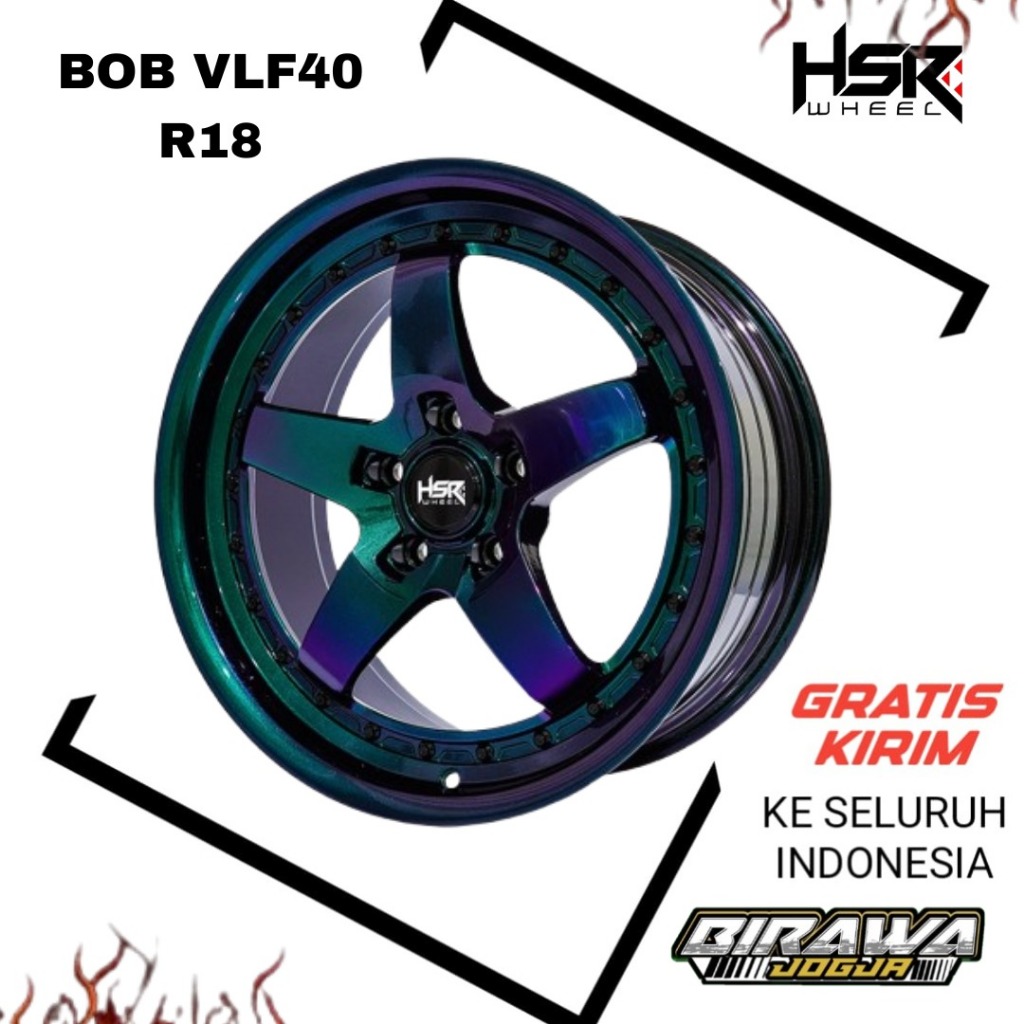 HSR WHEEL Velg Mobil BOB VLF40 18 Inch Alloy 8.5x40 5X114.3 Purple Galaxy bisa untuk Xpader HRV