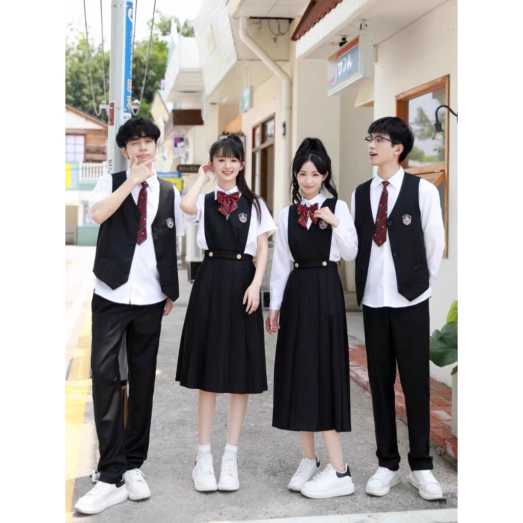 nonaseifu - setelan ootd Korea baju SMA cewek cowok model rompi TANPA KEMEJA