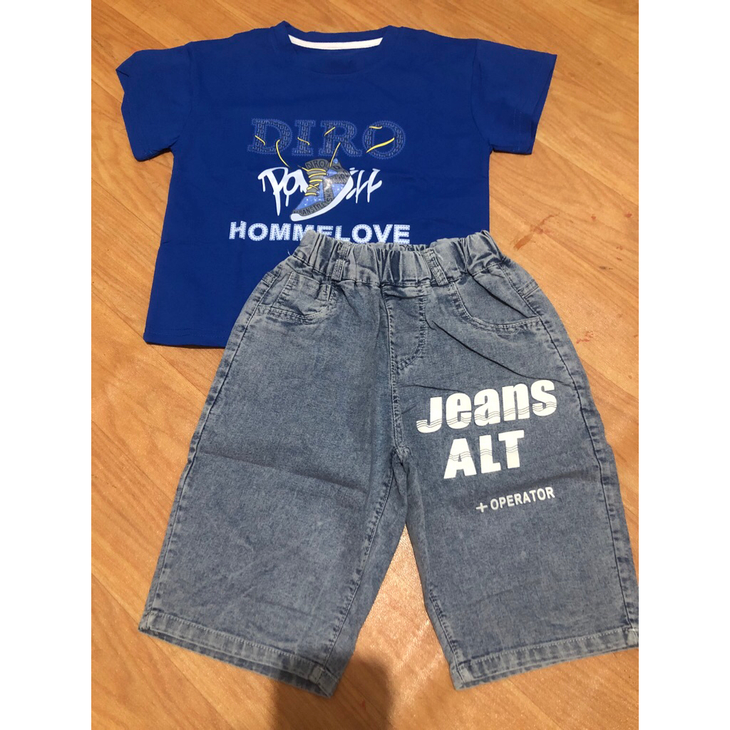 setelan anak cowok levis kaos biru setelan anak laki-laki premium 3-4 tahun