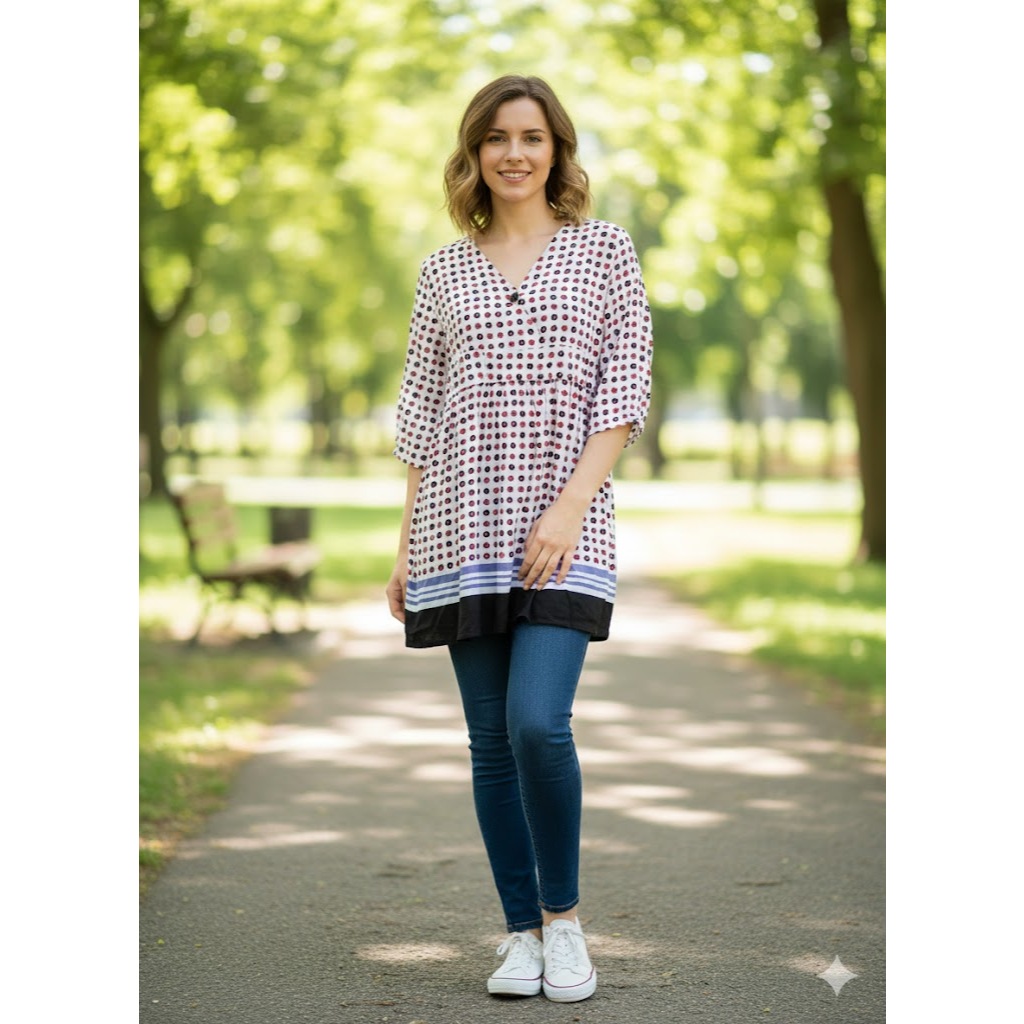 Dress Blouse Putih Polkadot