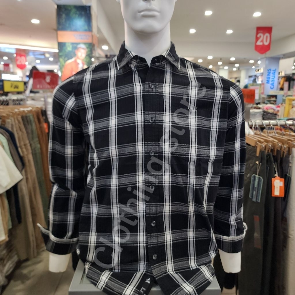 LOIS ORIGINAL kemeja pria lengan panjang hitam KLL619