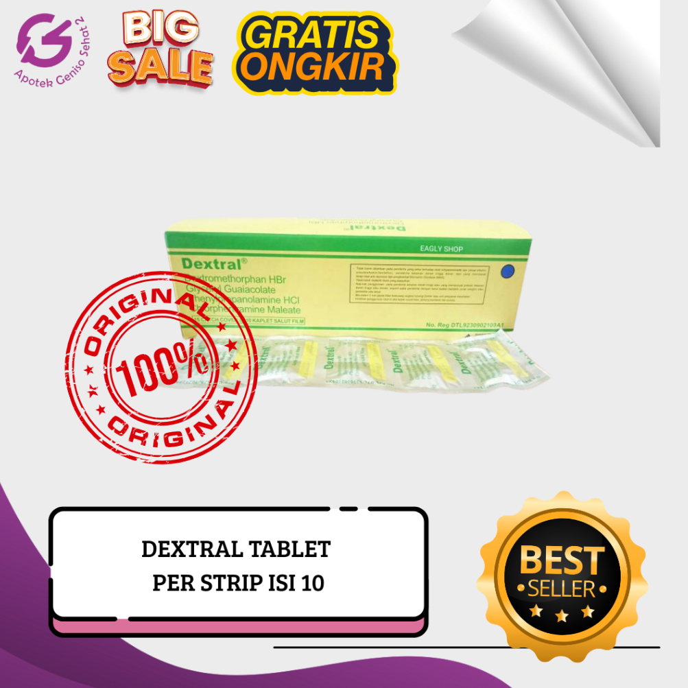 DEXTRAL TABLET MEMBANTU MEREDAKAN BATUK ALERGI @10 TABLET PER STRIP