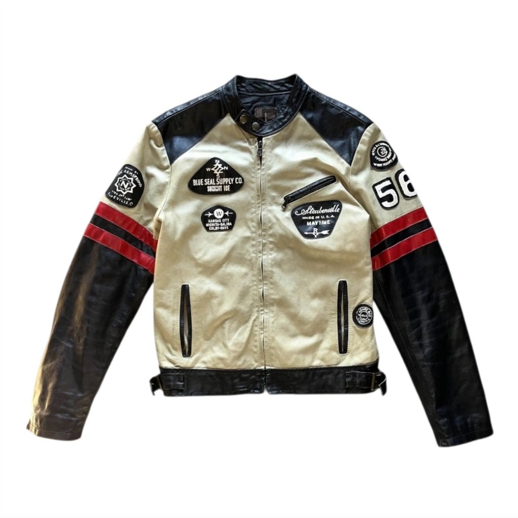 vera pelle biker leather jacket no yellow corn simpson greedy kushitani komine taichi