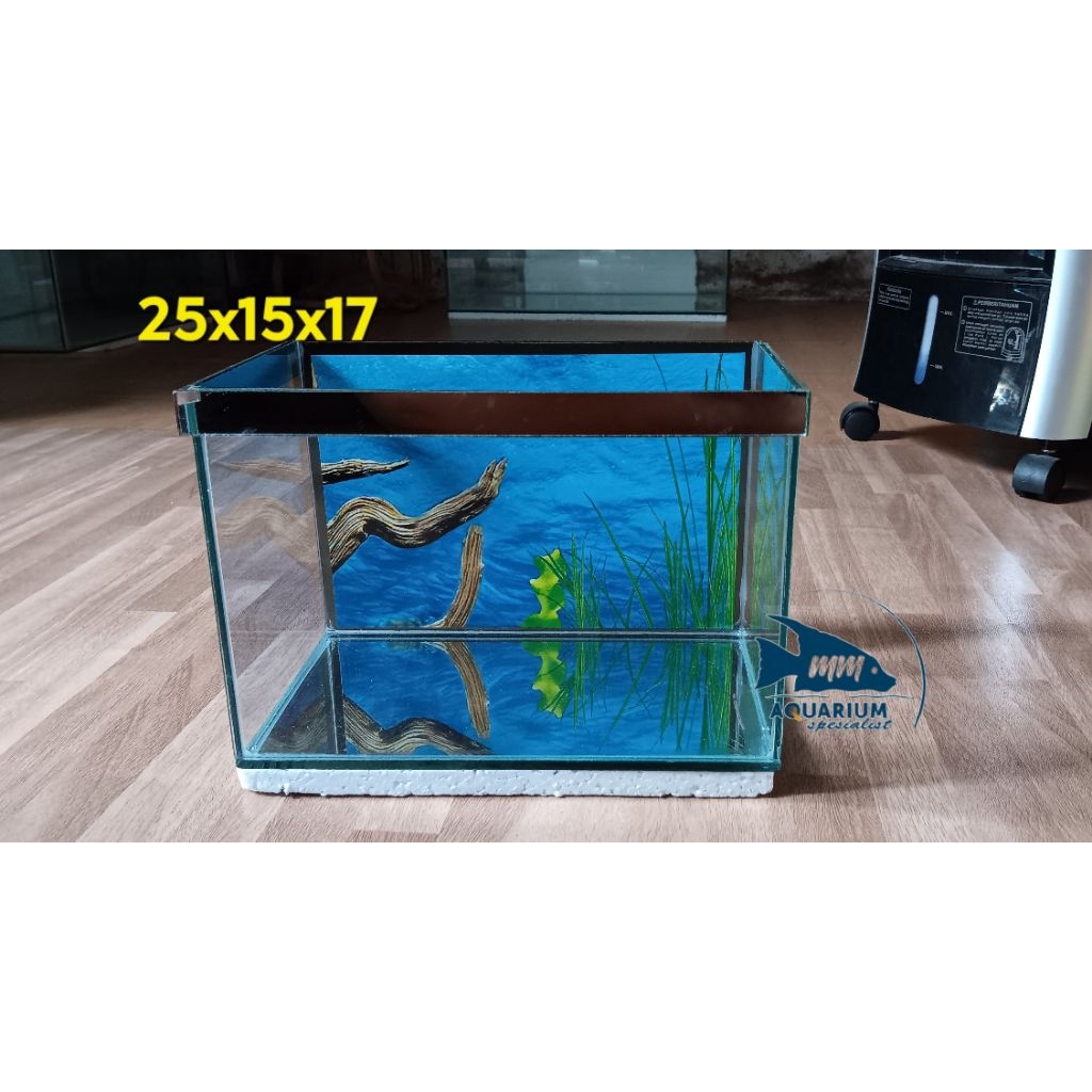 Aquarium Jogja new 20cm 25cm 30 cm polos & soliter uk 30x20x20 30x15x20 & list 3mm & 5mm pengiriman 