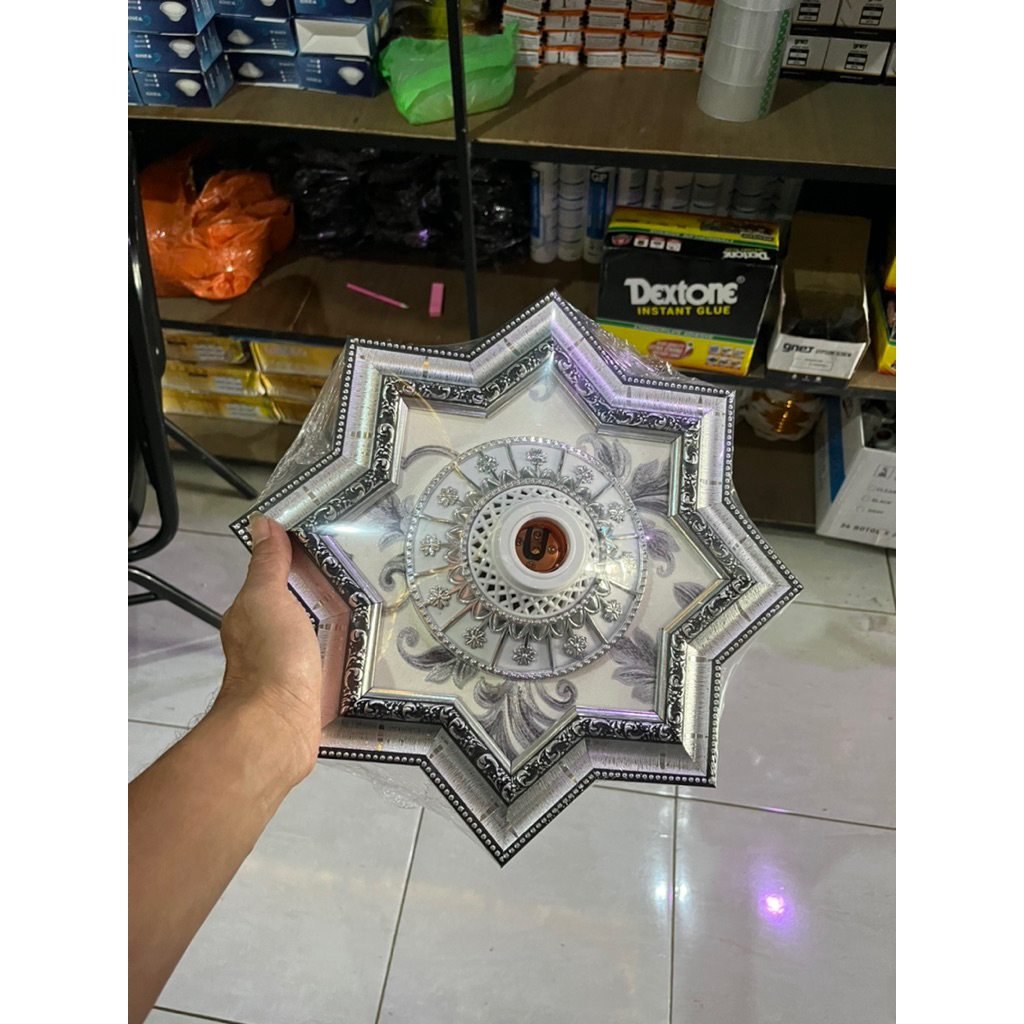 ORNAMEN LAMPU PLAFON PVC / FITTING LAMPU GYPSUM / PVC UKURAN30cm