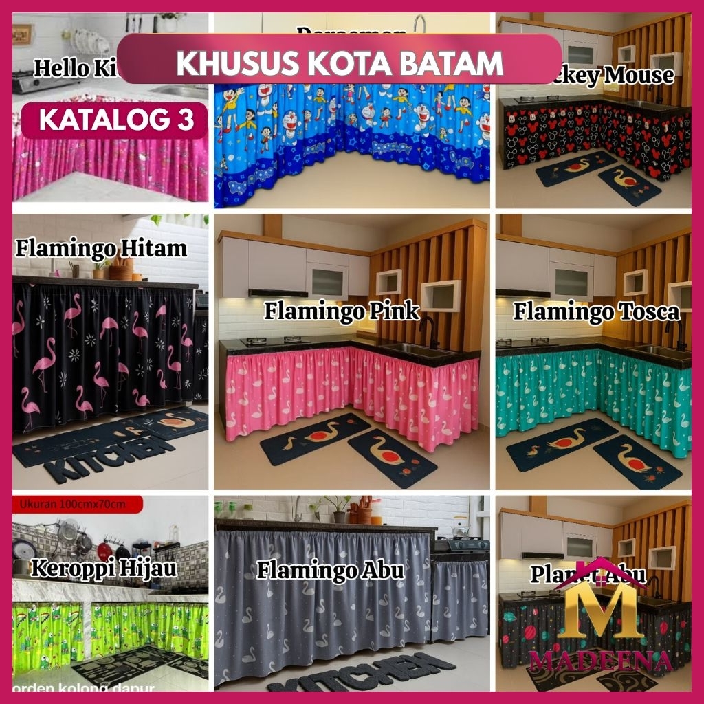 [BISA INSTANT[ KATALOG 3: Gorden Kolong Dapur Minimalis 100x70cm BONUS TALI Motif Kartun/Gorden Kolo