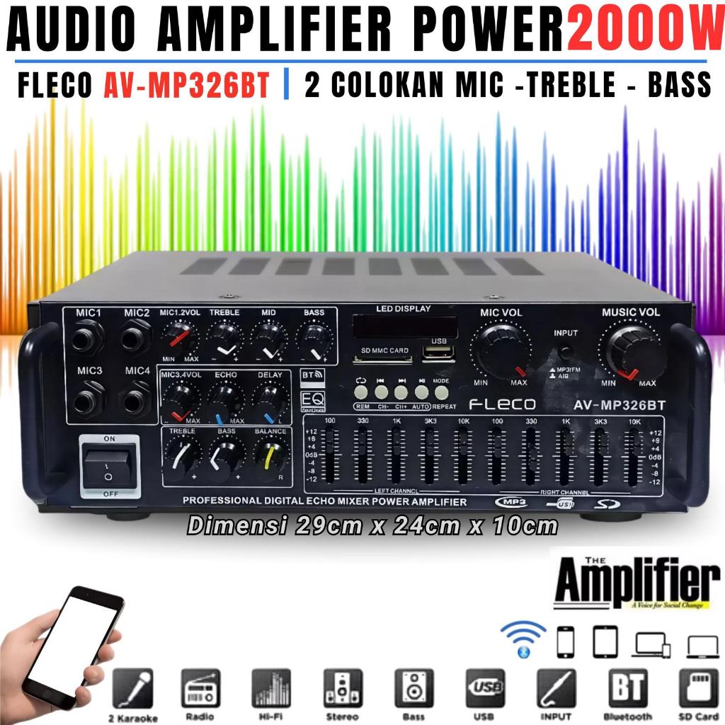 Amplifier Fleco AV-MP326BT Original/Amplifier Bluetooth/Power Amplifier AV MP 326BT 4 Lubang Aux