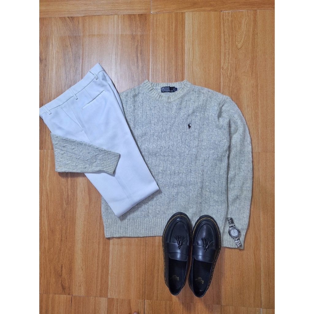 Cable Knit Sweater Abu Misty Polo Ralph Lauren Pria Wanita Wol Original