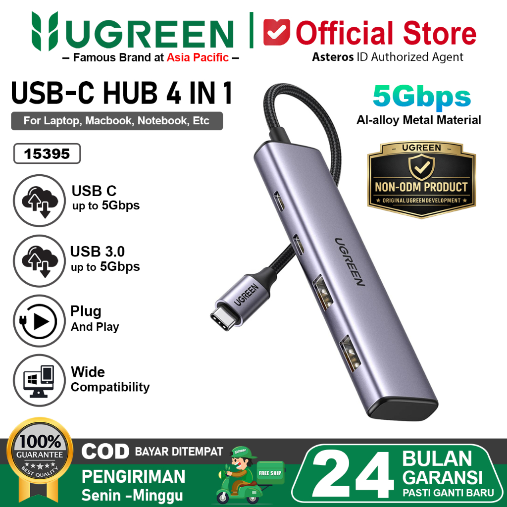 UGREEN USB Hub Type C For iPhone 17 16 15 Series iPad Macbook 4 Port USB + Type C 5Gbps
