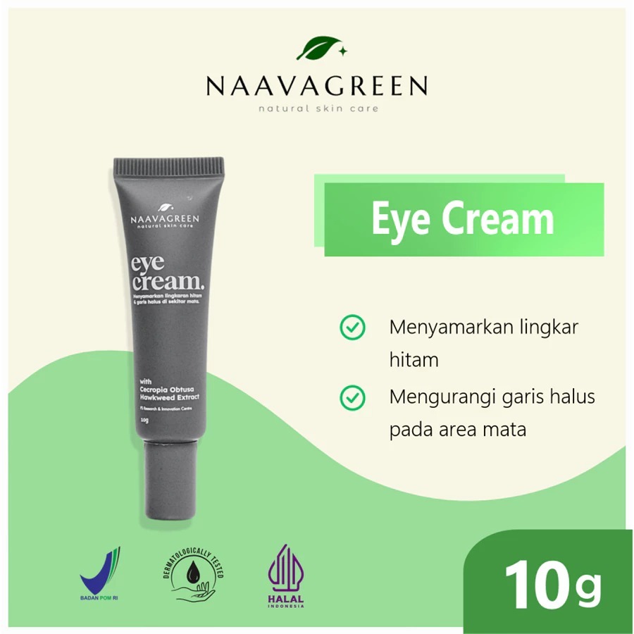 Naavagreen Eye Cream - Krim Mata Mencerahkan, Hilangkan Kantung Mata & Garis Halus