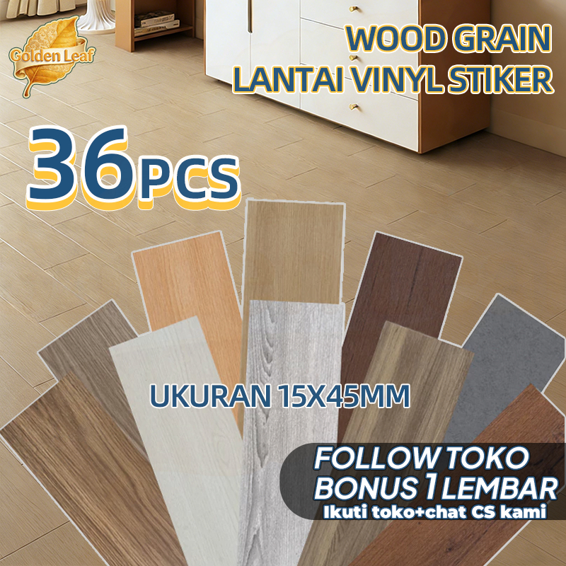 [36 Pcs] 15 x 45cm Floor Lantai Vinyl Stiker Sticker Vinyl Lantai PVC Lantai kayu parquet Dengan Lem