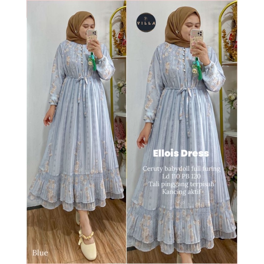 ELSYA MIDI DRESS • ELLOIS • ANGGY MIDI DRESS BY VILLA - AULIA DRESS ORI NABTIK