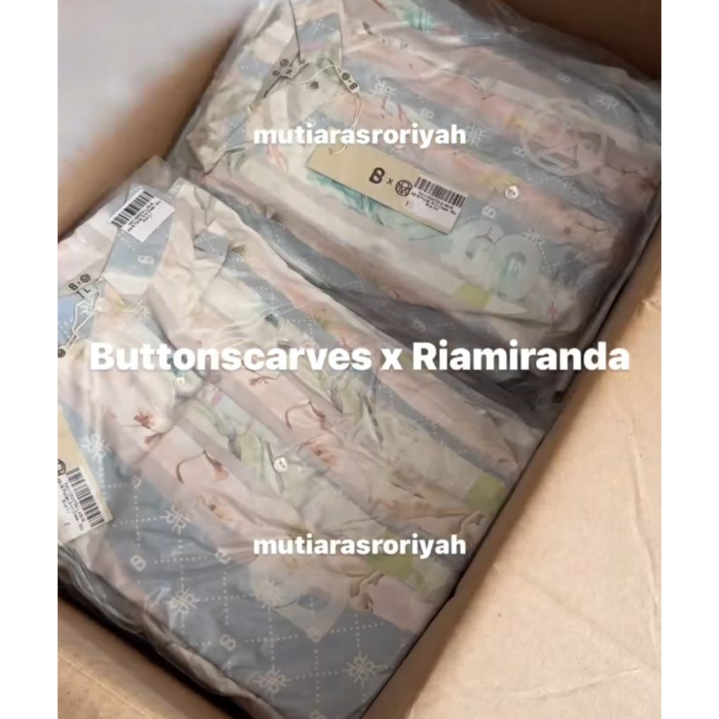 READY STOCK RARE ITEM Ria Miranda x Buttonscarves Florian Shirt Dress Riamiranda Gamis Biru Muda Pin