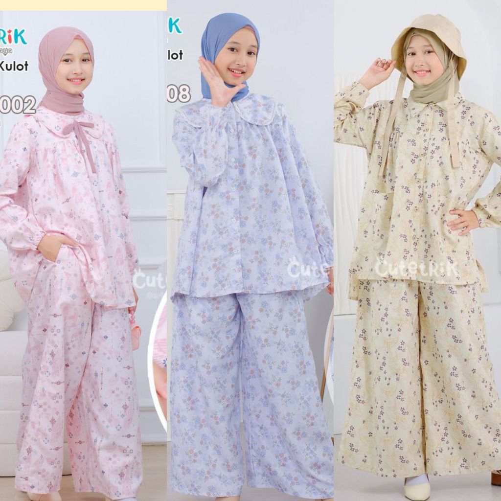 yvii KOREAN STYLE  setelan celana kulot tunik anak perempuan tanggung