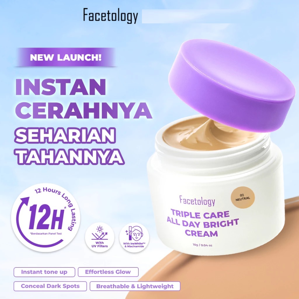 Triple Care All Day Bright Cream 10gr - Day Cream Shades Light Neutral Warm Dengan Medium &  Droph F