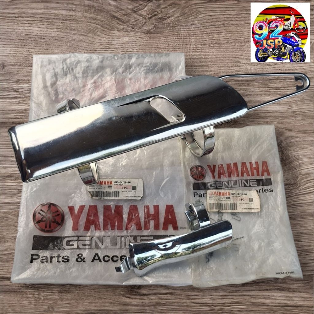 PELINDUNG TEBENG KNALPOT TAMENG KNALPOT SCORPIO STEKO 2001-2005 ASLI YAMAHA 5BP-E4726-00 5BP-E4718-0