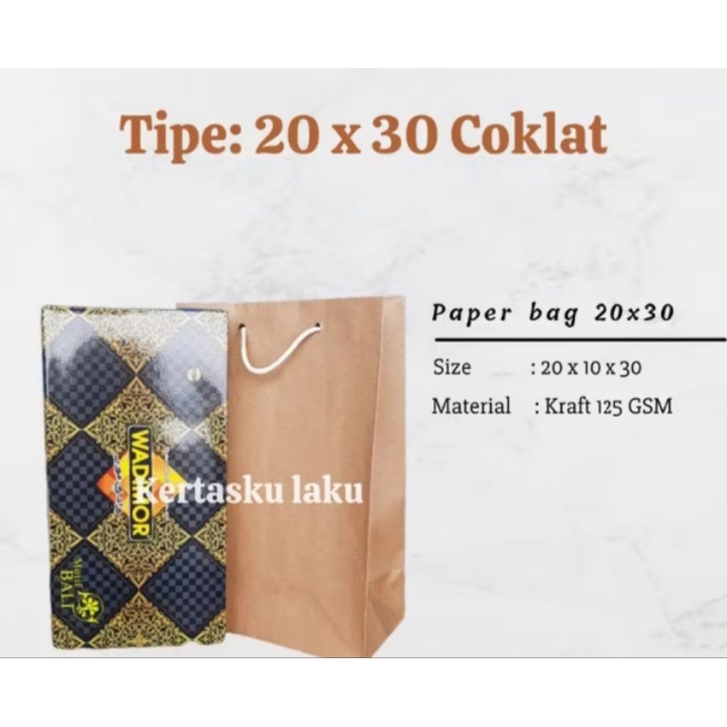 (Isi 12 pcs) paperbah coklat polos ukuran sarung/tas kertas/tas hajatan/hampers