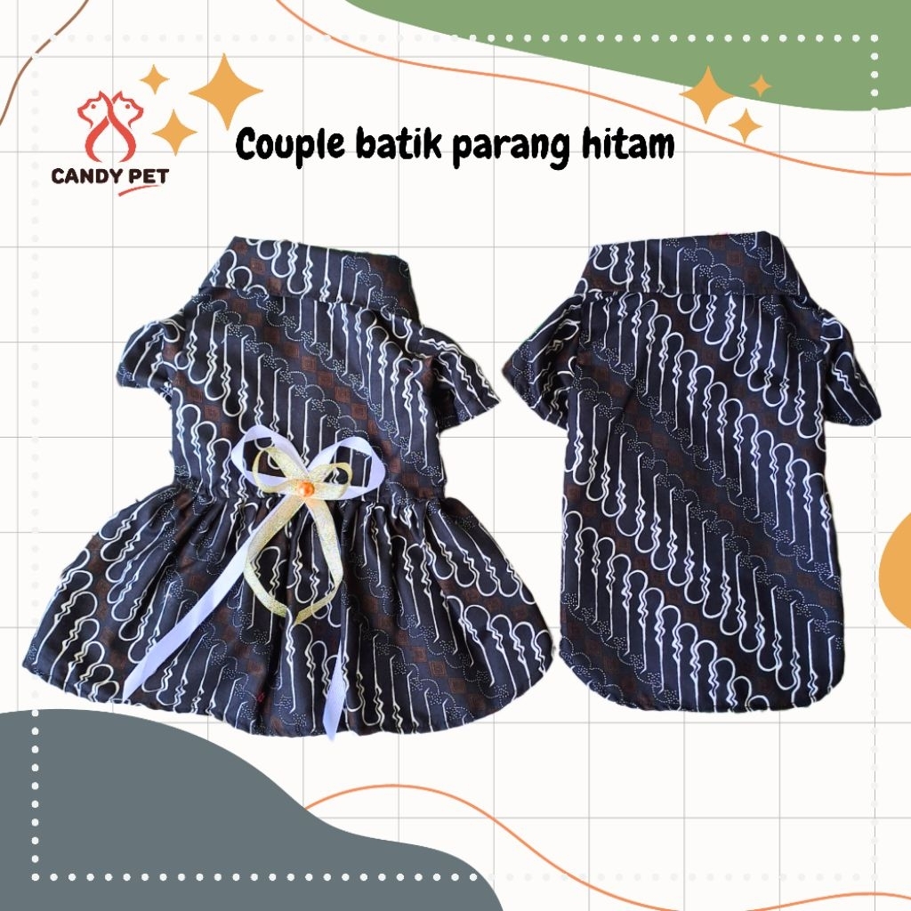 CANDY - Baju kucing couple batik parang hitam kucing anjing
