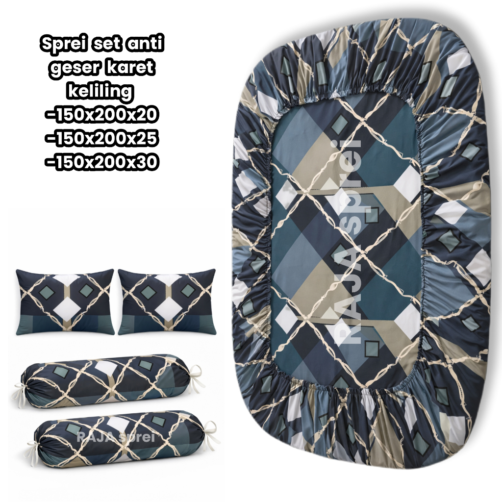 SPREI SET 150X200X20/150X200X25/150X200X30 ANTI GESER  KARET KELILING
