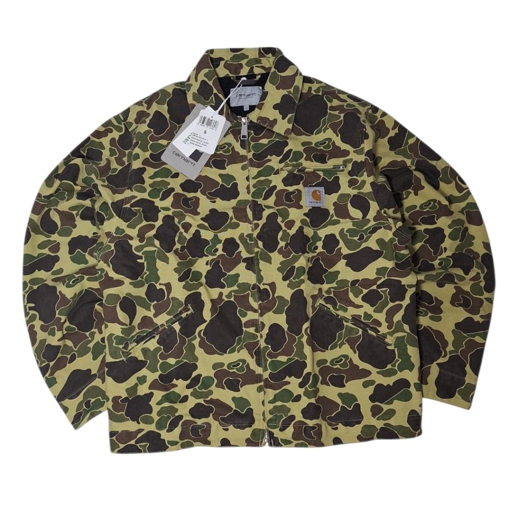 CARHARTT WIP CAMO DUCK GREEN STONE WASHED DETROIT JACKET