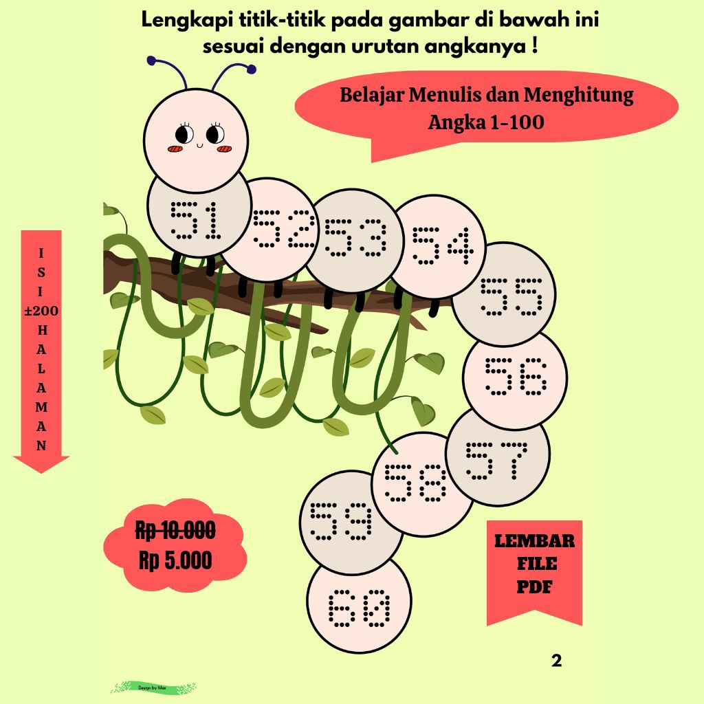 Lembar Belajar Berhitung dan Menulis Angka 1-100