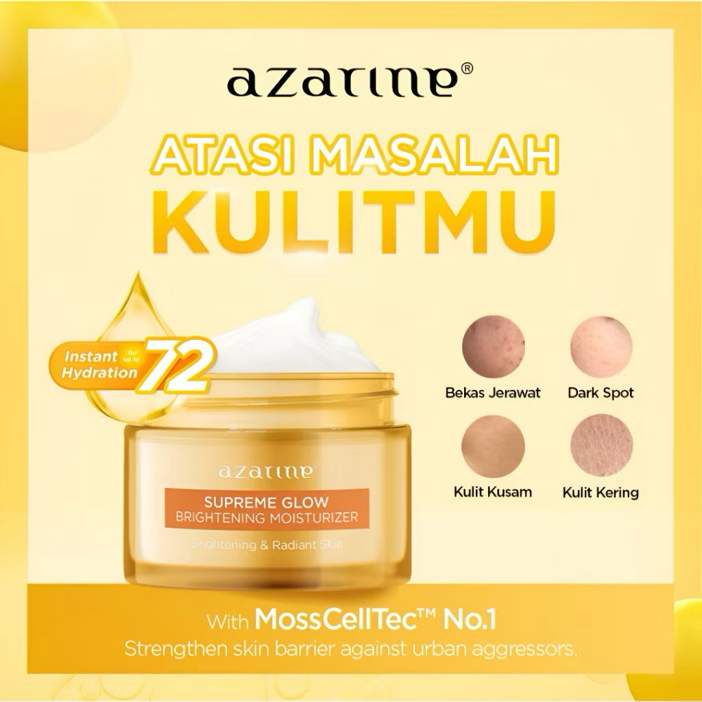 Azarine Supreme Glow Brightening Moisturizer 30g - Melembapkan, Merawat Skin Barrier, Mencerahkan, M