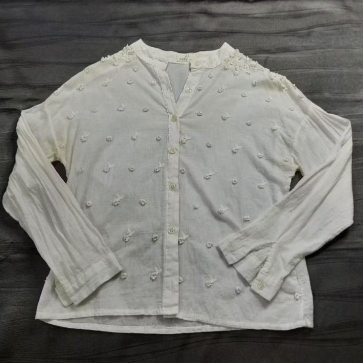 [Alien'sgecko] Atasan wanita Blouse putih bahan katun adem Blus Wanita