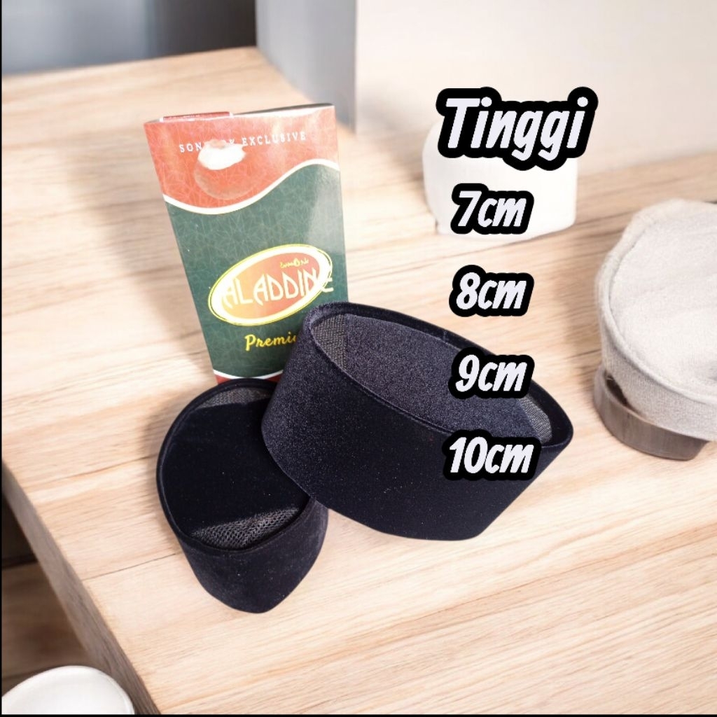 Kopiah Songkok Peci Hitam Tinggi 7_10cm