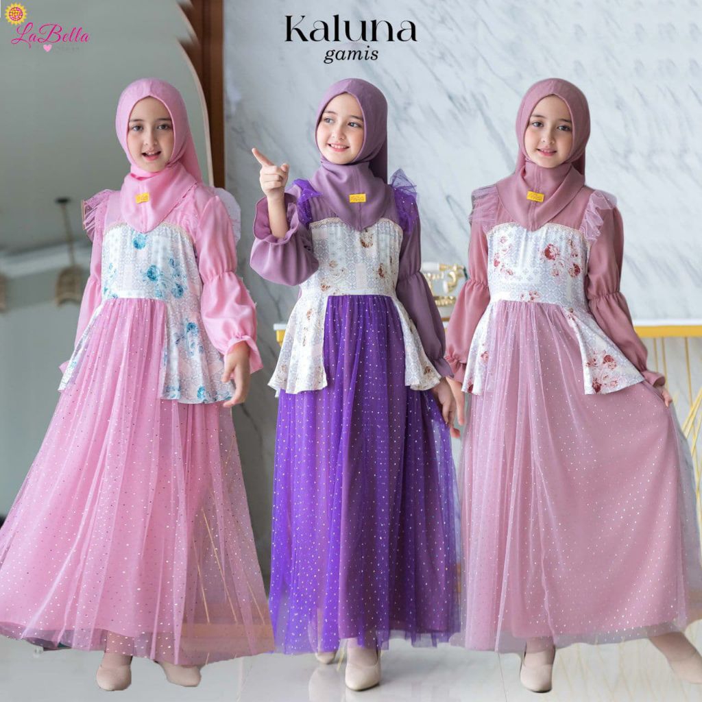 [ KALUNA DRESS ] By LABELLA Gamis lebaran cantik model terbaru gamis muslim anak untuk acara pesta b