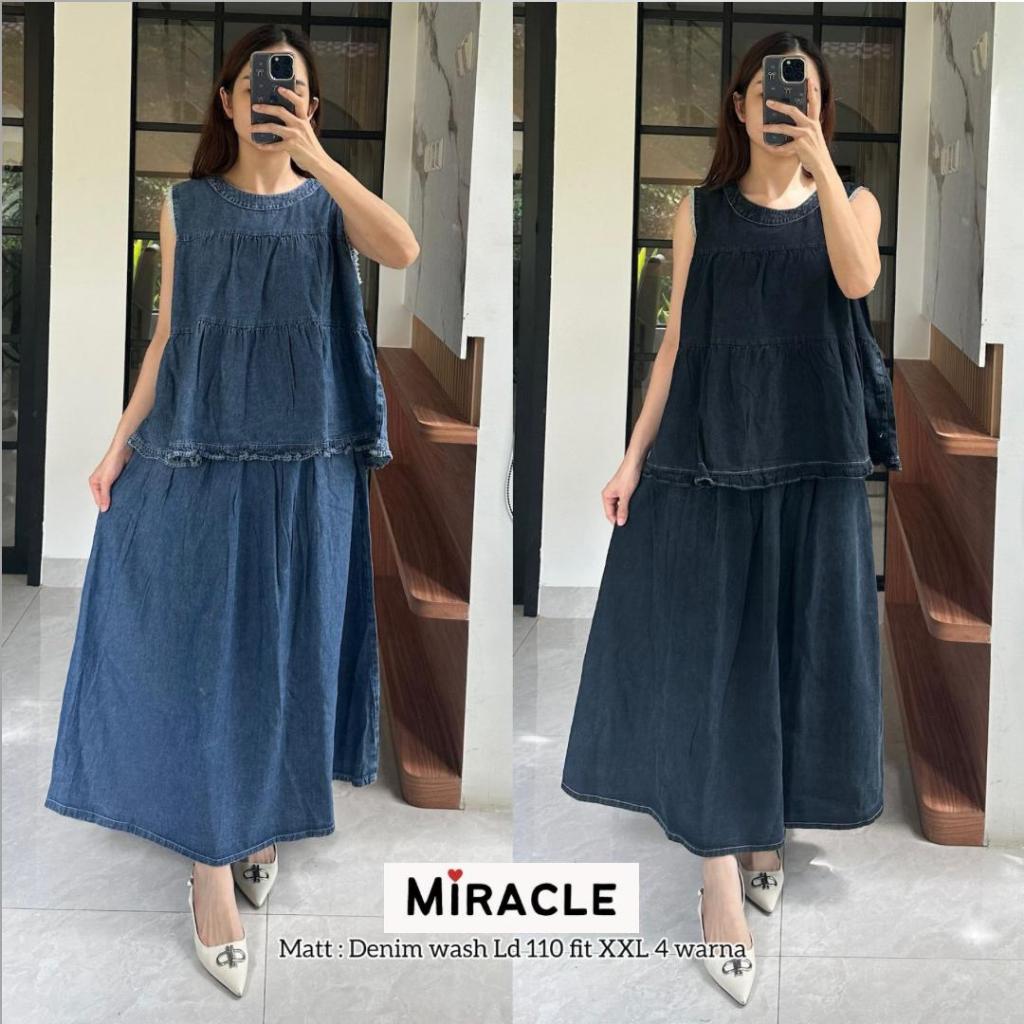 CLOWY SET ROK - ATASAN&ROK PANJANG BAHAN JEANS DENIM WASH PREMIUM