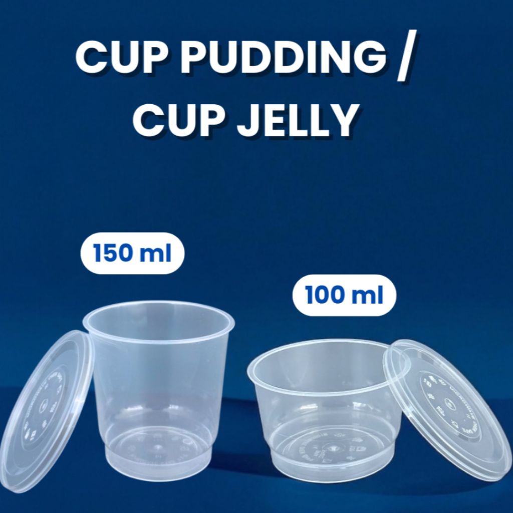 Gelas Puding + Tutup (isi 50 Pcs) / Cup Puding, Cup Saos, Thinwall Puding - Cup Puding 100ml