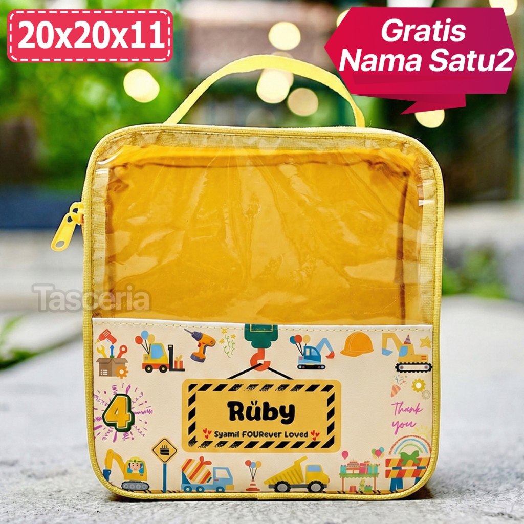 Tas Souvenir Hampers Ultah Anak Mika Premium Kartun Excavator