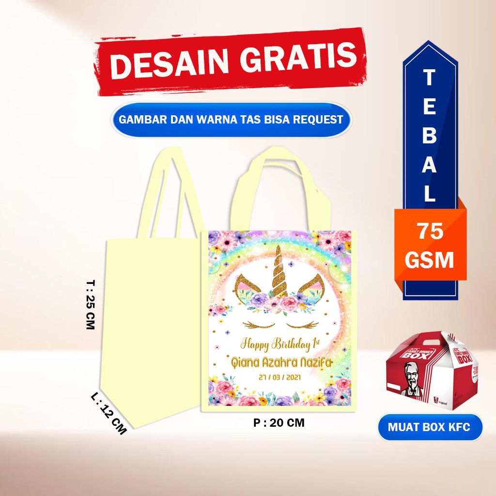Goodie bag ultah custom unicorn/tas ultah custom unicorn