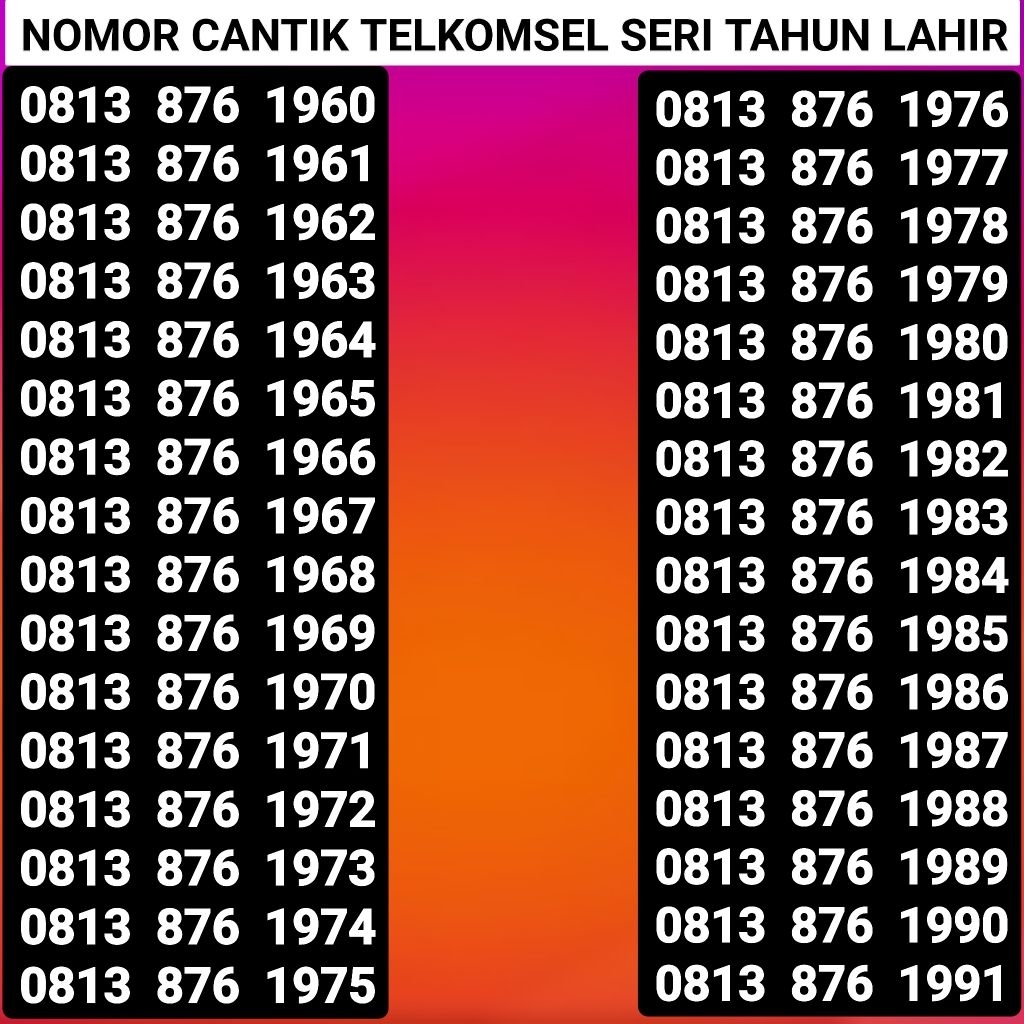NOMOR CANTIK SIMPATI TELKOMSEL 11 DIGIT SERI TAHUN LAHIR