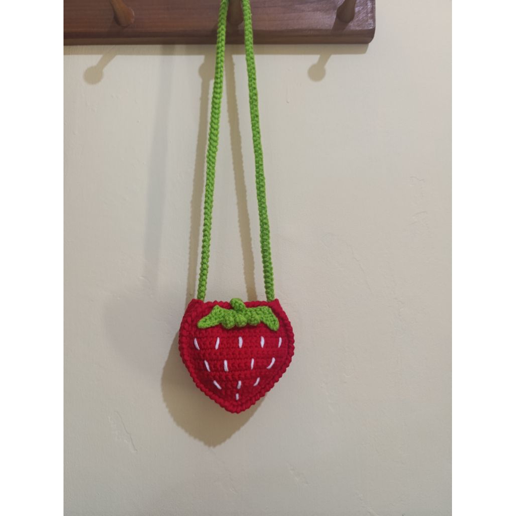 tas Rajut Strawberry/tas lucu/tas Strawberry/tas selempang/tas rajut