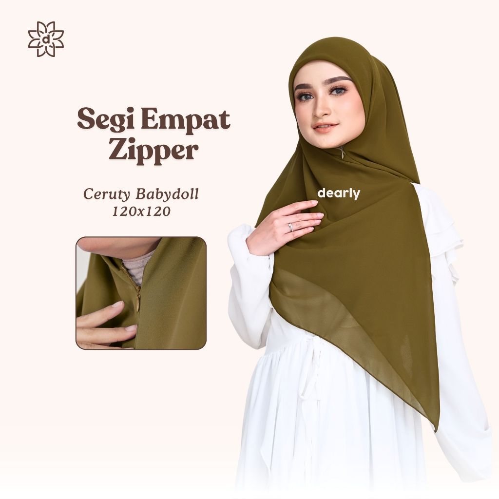 Segi Empat Instan Zipper 120x120 Hijab Jilbab Instan Resleting Premium Ceruty Babydoll - Syahra