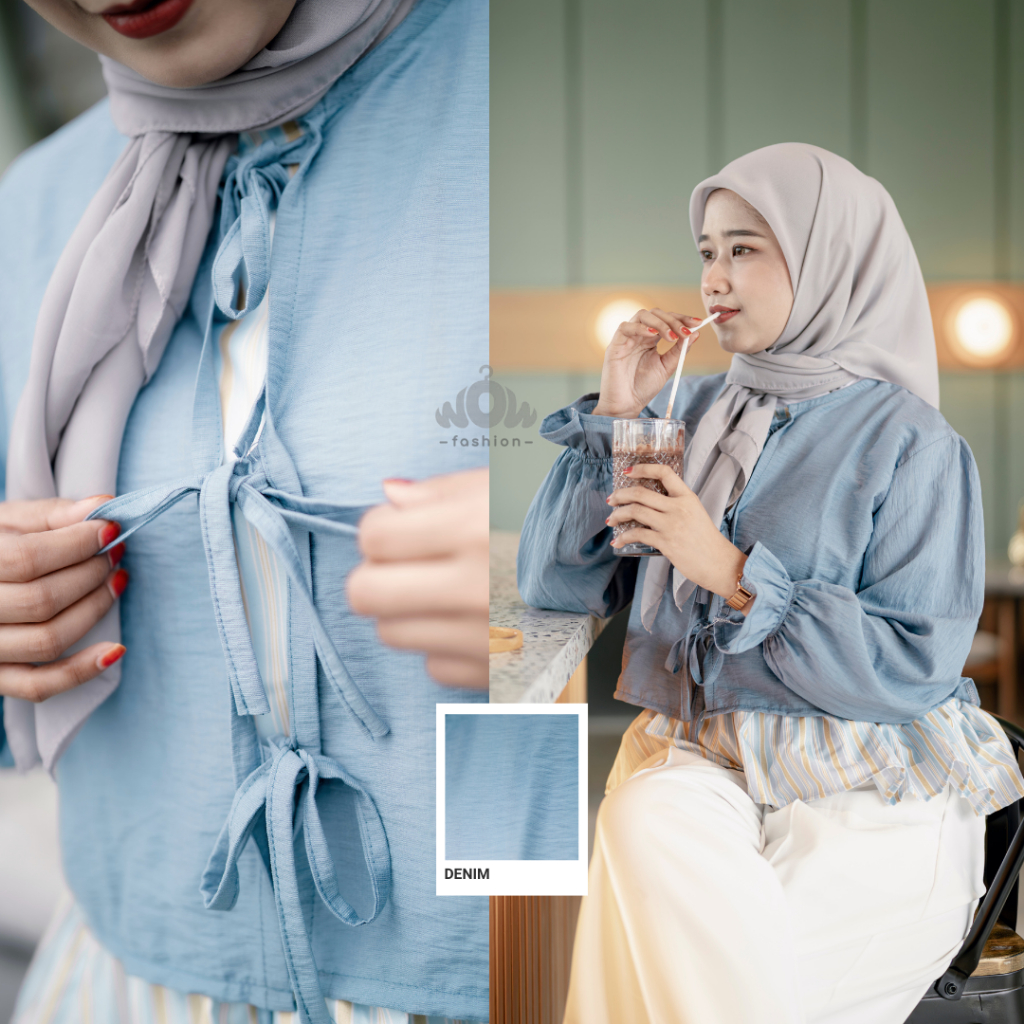 Sentosajaya_1 Wow - Wicha Outer Crop Polo Linen Coquette Cardigan Tali Pita