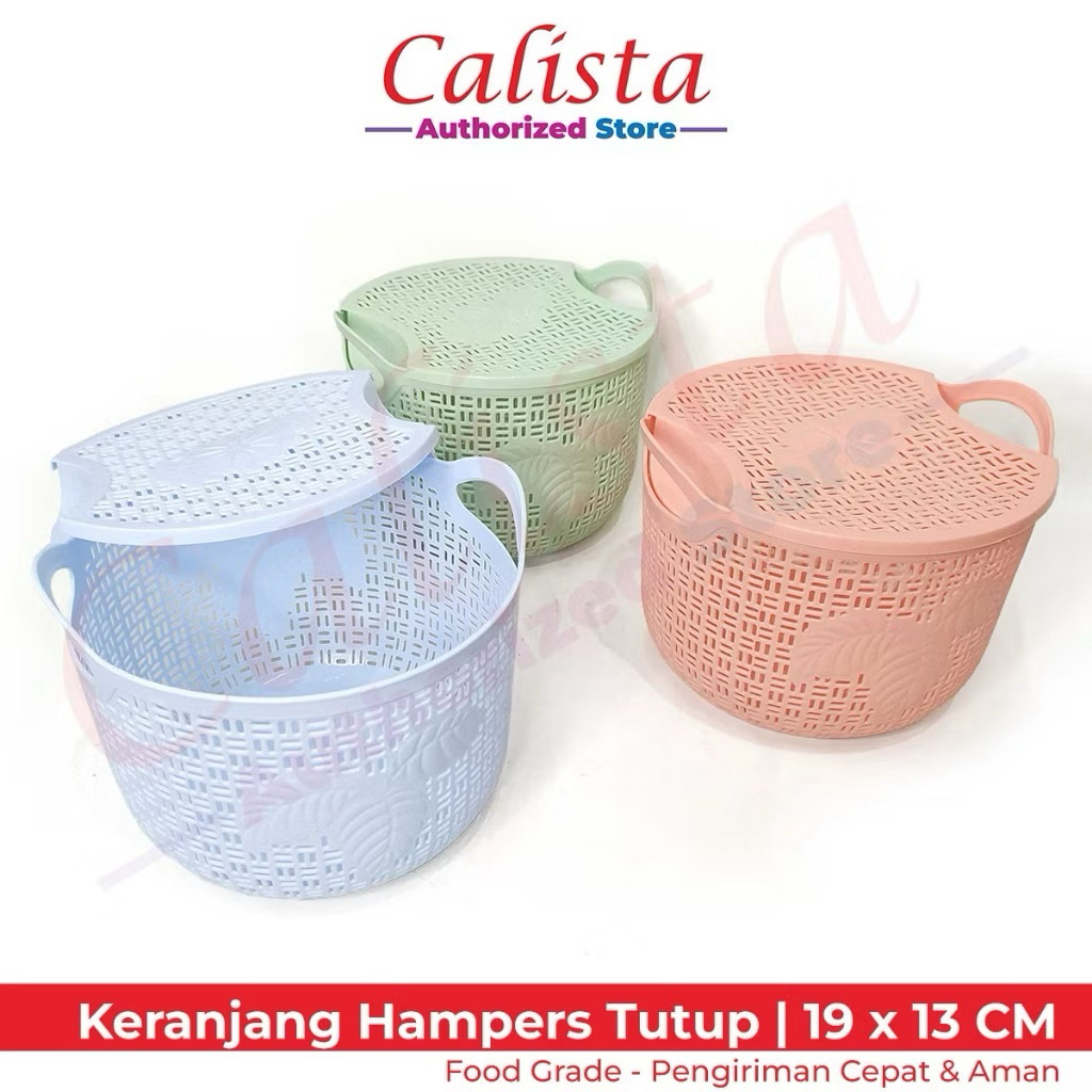 Keranjang Hajatan Sakura + Tutup - Wadah Nasi Berkat Box Souvenir - Bakul Plastik Serbaguna Tempat K