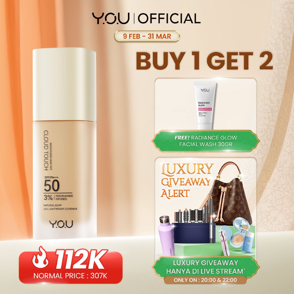 [UPGRADE] YOU Cloud Touch 3% Niacinamide Brightening Skin Tint For ALL Skin Sensitive Skin Perfect Coverage Liquid Foundation Serum Tint 24h Matte Oil Control SPF 50 No Oxidation