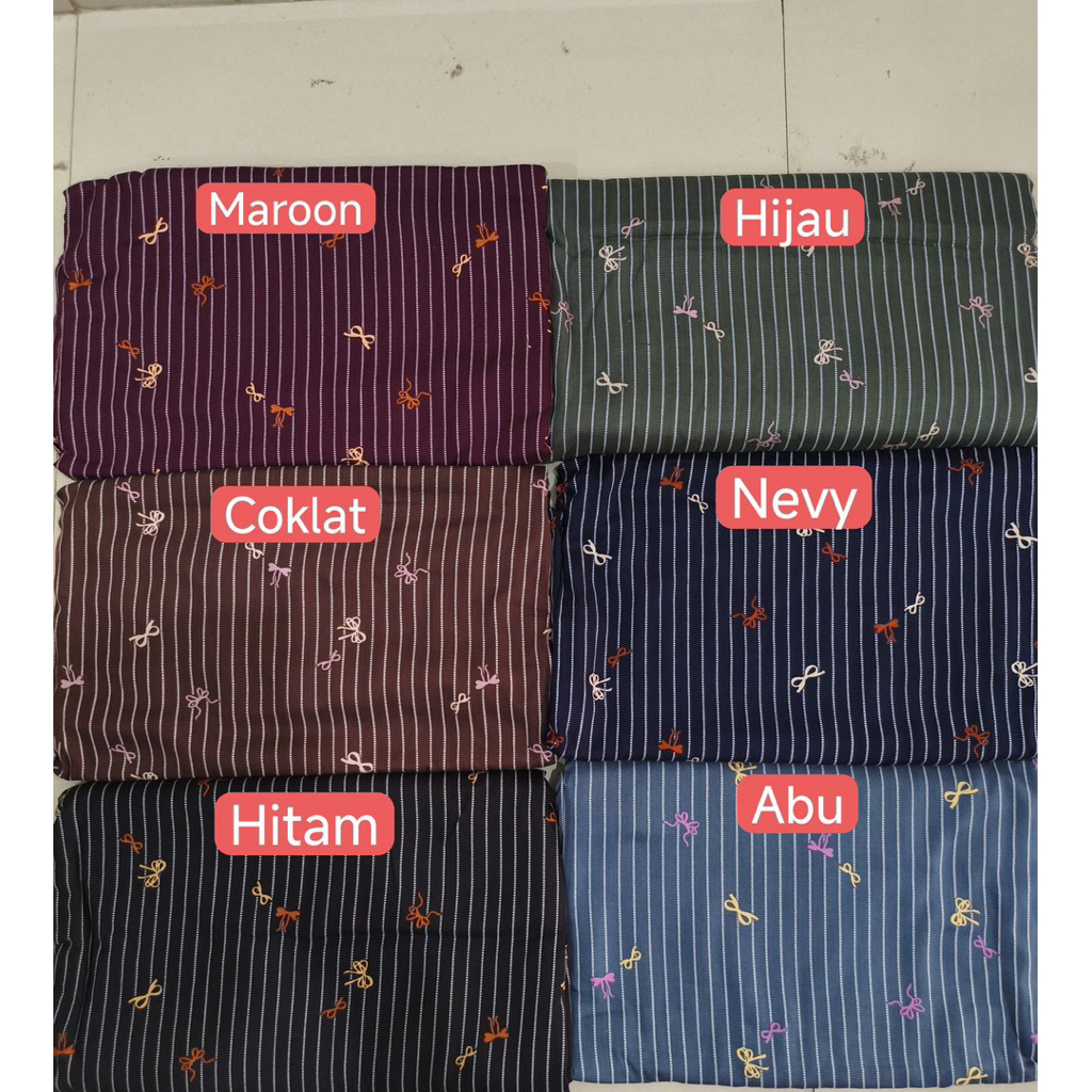 bahan kain katun rayon viscose motif pita salur titik /rayon premium motif pita