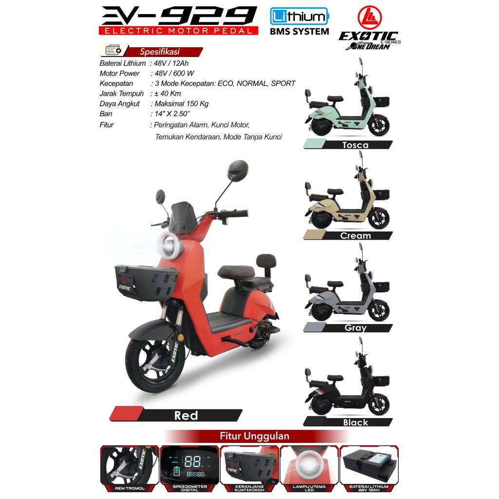 Sepeda Listrik Terbaru 2025 exotic ev - 929 lithium