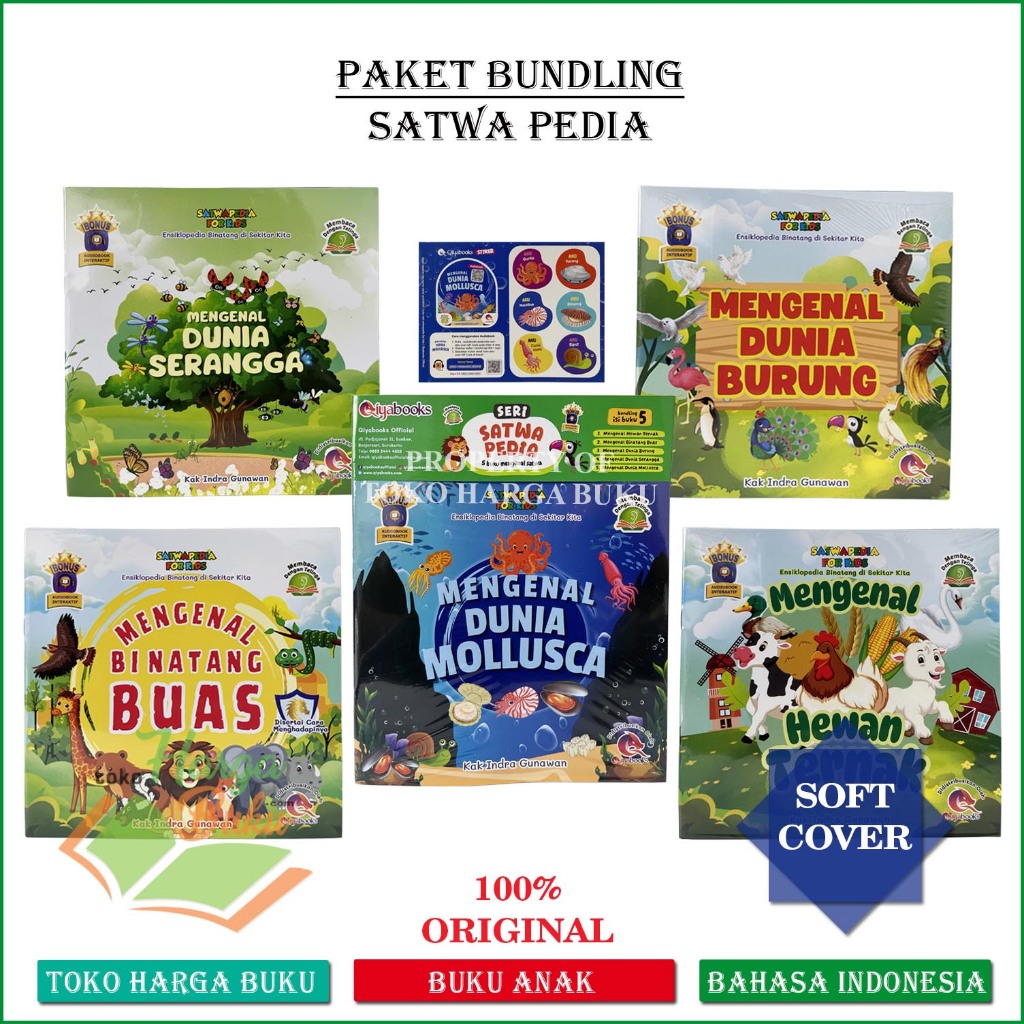 Foto Seri 5 Buku Anak Satwapedia Edukasi Seru Dunia Hewan FULL COLOR Smart Learning Satwa Pedia Qiyabooks