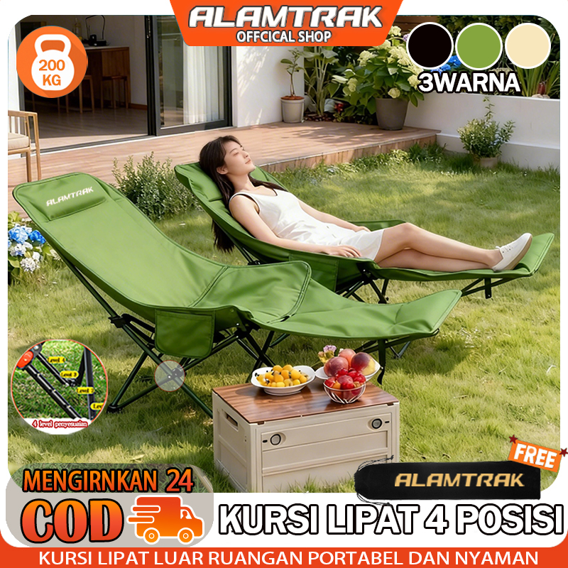 ALAMTRAK kursi lipat 4-speed yang dapat disesuaikan Lipat dalam satu detik Tempat Tidur Camping Port