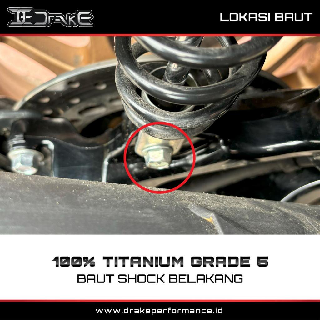 Drake Titanium Baut Shock Belakang Aerox Alpha Grade 5