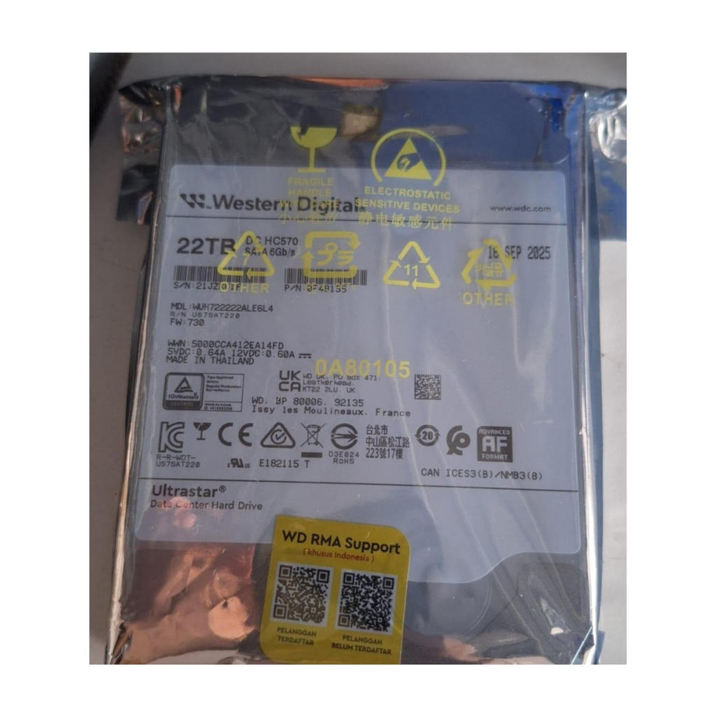 WD Ultrastar 22TB - Enterprise - Server HDD - Garansi 5 Tahun