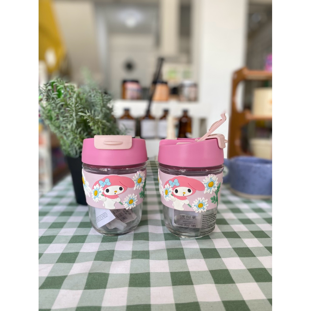 MINISO X SANRIO NEW Botol Minum Sedotan Kaca MY MELODY Series (350ml)