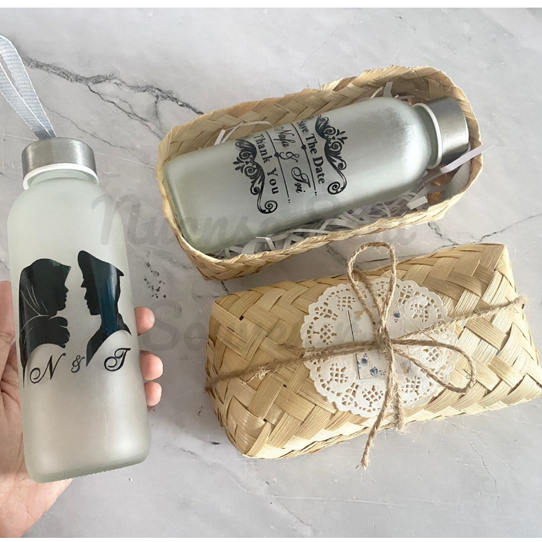 Tumbler Botol Doff 420ml Termos Kaca Minum Botol Infused Water Kaca Dof Sablon Kemas Besek Tabung