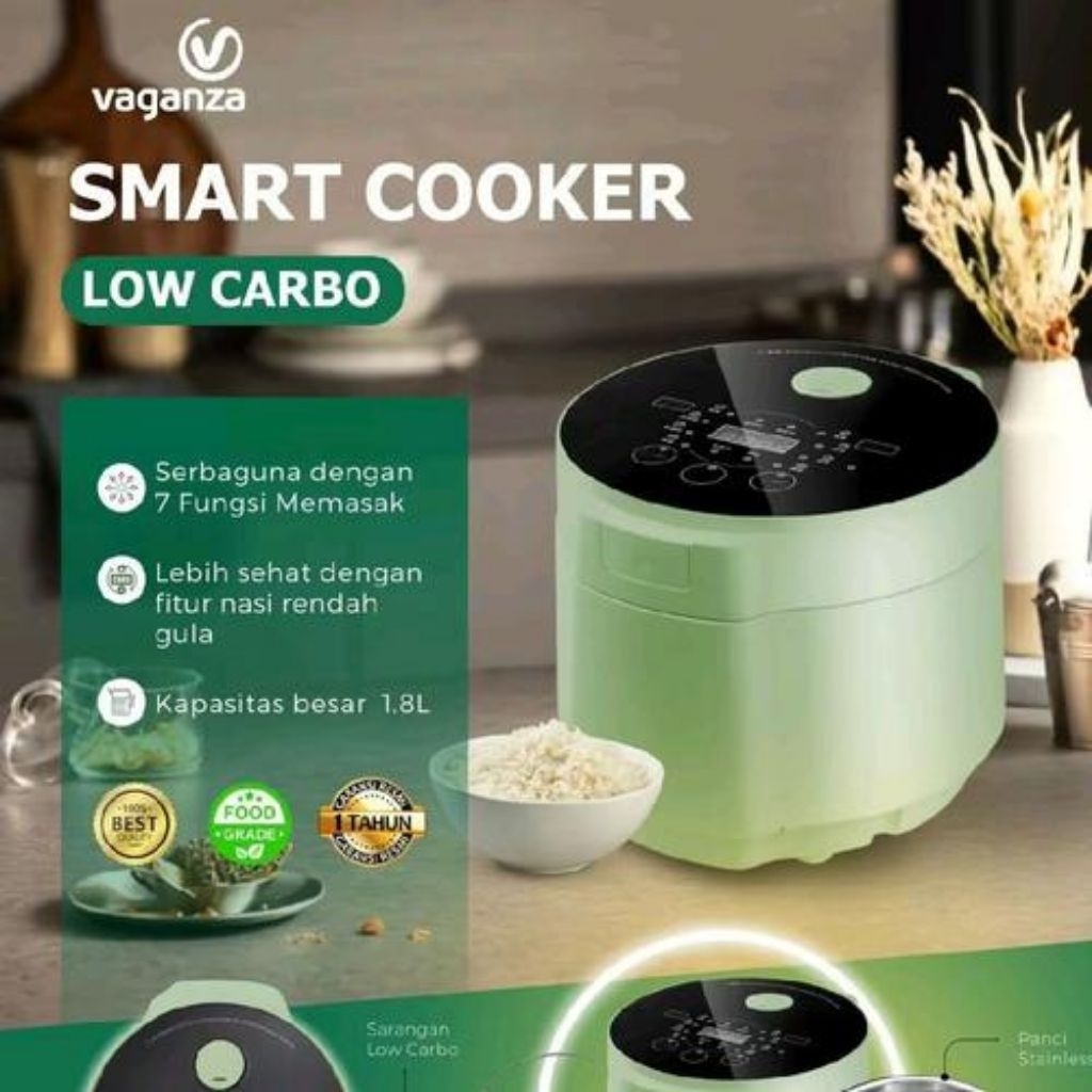 Alat Masak Penanak Nasi Serbaguna Vaganza Smart Cooker 7 in 1 Low Carbo